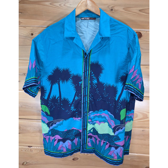 Mr Turk Desert All Over Print AOP Short Sleeve Button Shirt Men XL - Picture 1 of 11
